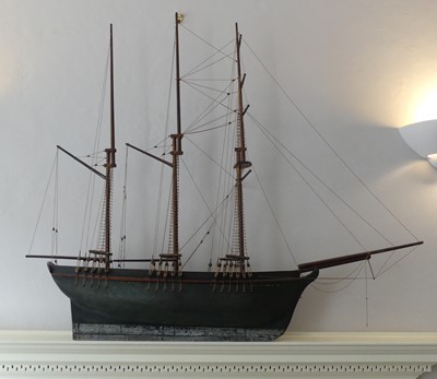 Lot 1082 - A painted softwood replica of a three-masted...
