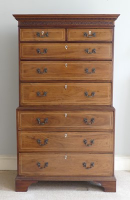 Lot 1307 - A George III mahogany and chequer strung chest...