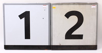 Lot 104 - 2x original large platform number signs, from...