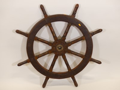 Lot 1144 - A stained hardwood and iron mounted ship's...