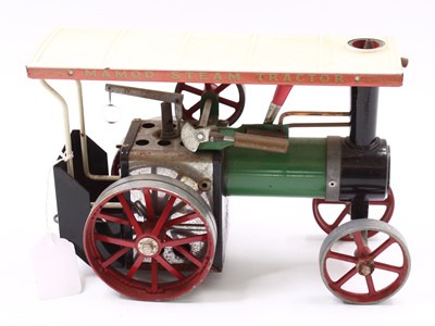 Lot 12 - A Mamod Steam Tractor TE1A, green body, white...