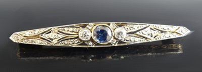 Lot 2598 - An Edwardian yellow and white metal, sapphire...