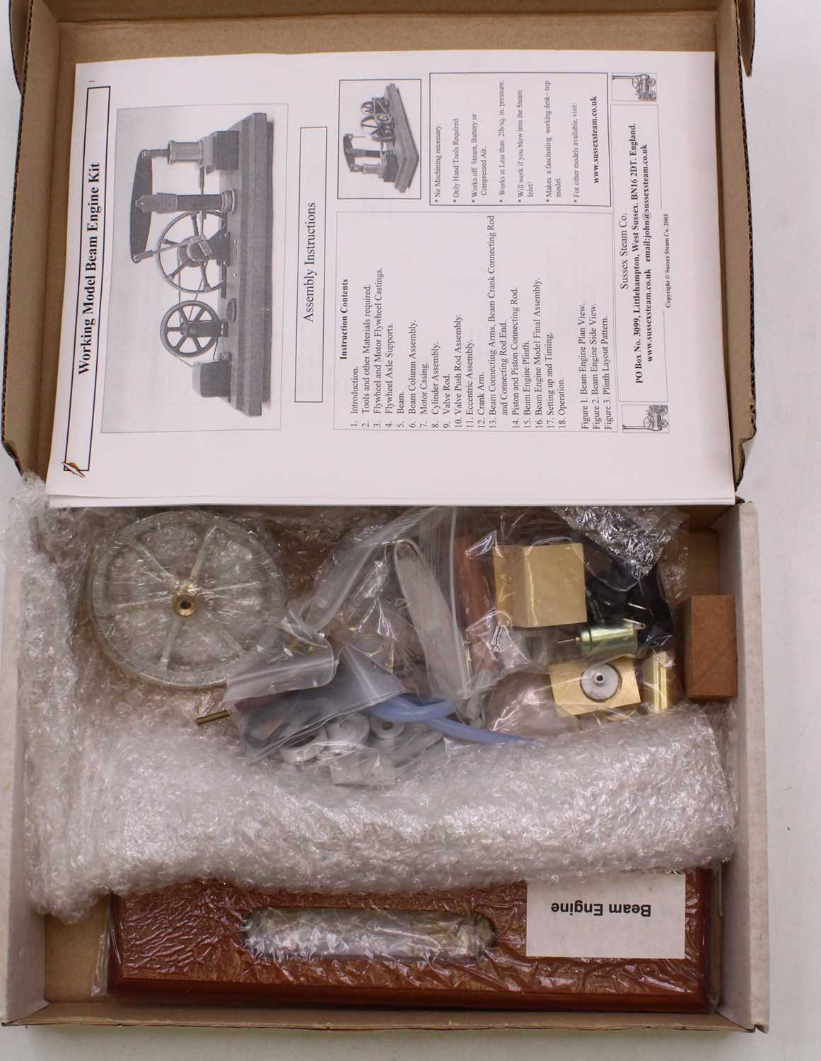 Lot 38 - A Sussex Steam Co. model Beam steam engine kit,...
