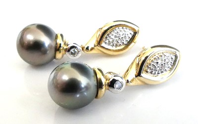 Lot 2599 - A pair of yellow and white metal, pearl and...