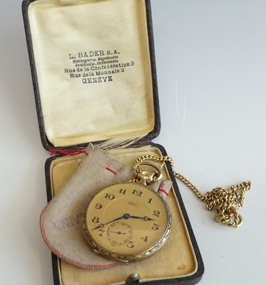 Lot 2311 - A 14ct gold L Bader keyless open face pocket...