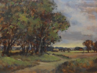 Lot 327 - Owen Waters (1916-2004) - Tree-lined landscape...