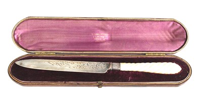 Lot 1070 - A Victorian silver bladed and mother of pearl...