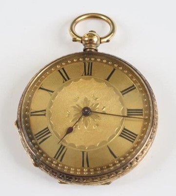 Lot 2563 - An 18ct gold keywind open face pocket watch,...