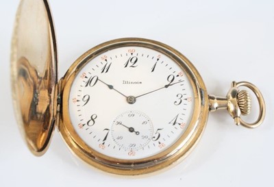 Lot 2560 - A yellow metal Illinois Watch Co keyless full...