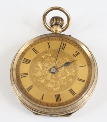 Lot 2561 - A 9ct yellow gold manual wind open faced...