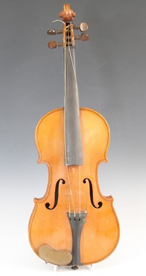 Lot 660 - A Continental violin, having a two piece maple...