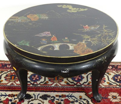 Lot 1287 - An Oriental black chinoiserie lacquered...