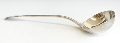 Lot 2102 - A Victorian silver soup ladle, in the Fiddle &...