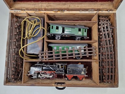 Lot 197 - 0 gauge German 3 rail set, believed to be a...