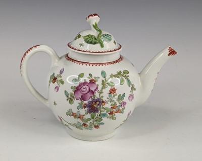 Lot 2031 - A Lowestoft porcelain teapot, circa 1790, of...
