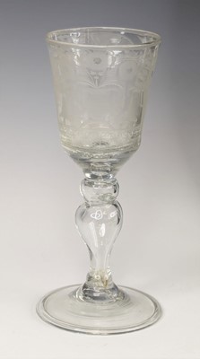 Lot 2075 - A glass wine goblet, probably Dutch or North...