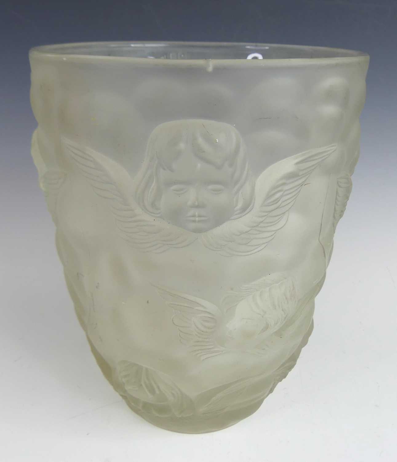 Lot 75 - A moulded and frosted art glass vase, all-over...