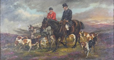 Lot 908 - J McWhirter (1839-1911), Huntsman with hounds...