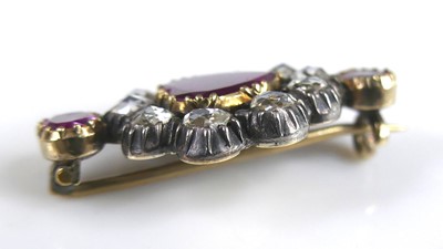 Lot 2260 - A George III ruby and diamond cluster brooch,...