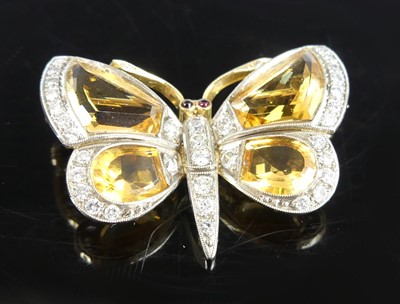 Lot 2839 - A yellow and white metal, citrine and diamond...