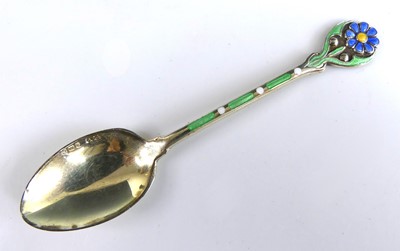Lot 128 - A cased set of six Art Deco silver and enamel...