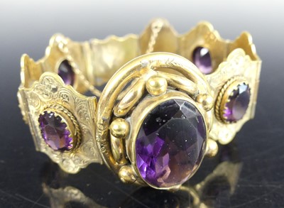 Lot 293 - A Victorian pinchbeck and paste set bracelet,...