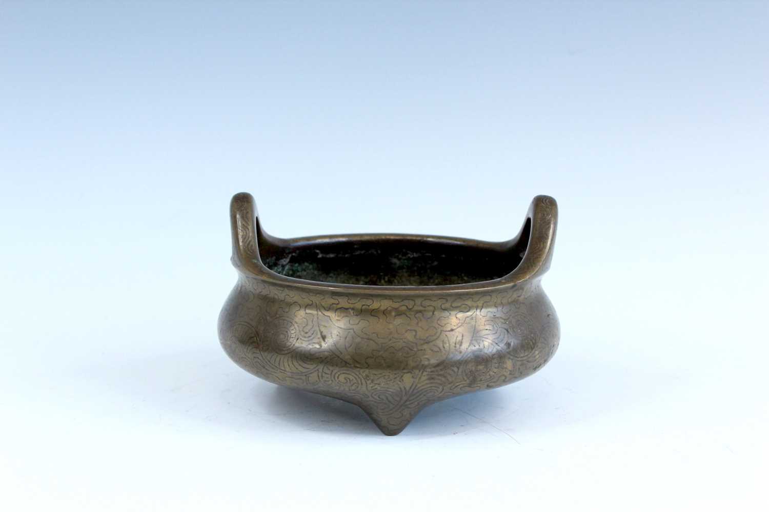Lot 2067 - A Chinese wire inlaid bronze censer, 18th to...