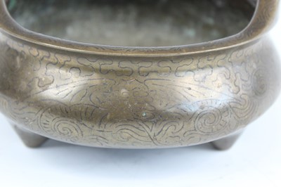Lot 2067 - A Chinese wire inlaid bronze censer, 18th to...