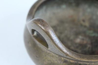 Lot 2067 - A Chinese wire inlaid bronze censer, 18th to...