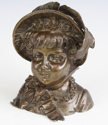Lot 212 - A late Victorian bronze inkwell, fashioned as...