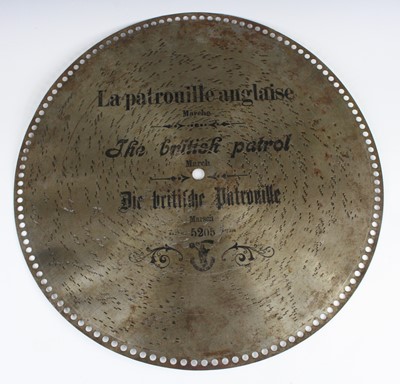 Lot 535 - A 19th century polyphon disc, titled The...