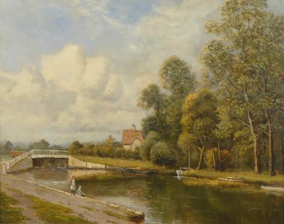 Lot 2445 - John Bonny (1874-1948) - Fishing at Pickett's...