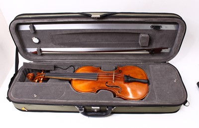 Lot 642 - A modern Baroque 3¾ violin, having a two-piece...
