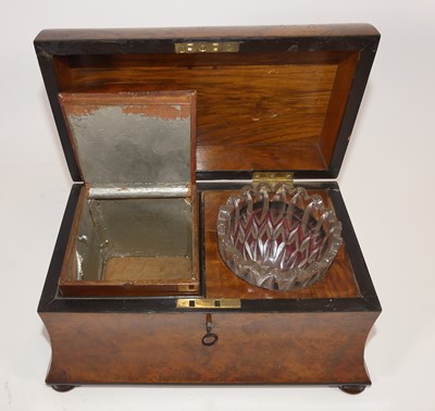 Lot 36 - A Victorian burr walnut single compartment tea...