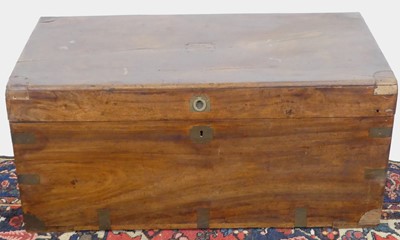 Lot 1390 - A camphorwood and brass bound hinge top trunk...