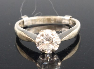 Lot 2571 - A white metal diamond solitaire ring,...