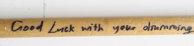 Lot 636 - Pink Floyd, a singular drumstick signed by...