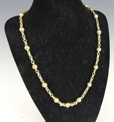 Lot 2641 - A 14ct gold alternating bead and five oval...