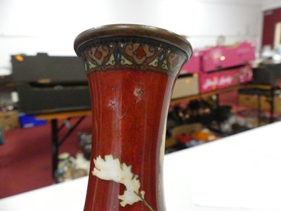Lot 8 - A pottery table lamp, decorated with birds and...