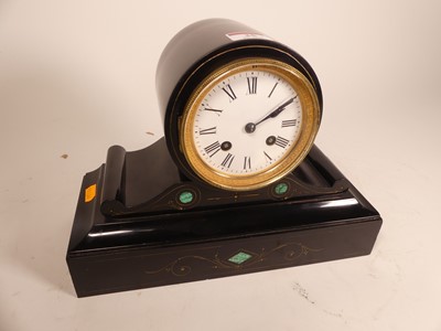 Lot 35 - A Victorian black slate and malachite inlaid...