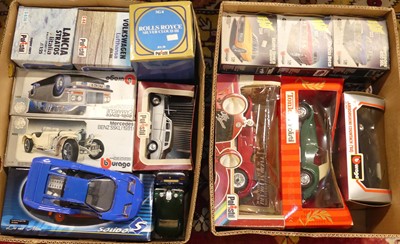 Lot 1605 - Two boxes of Burago/Polistil mostly boxed...