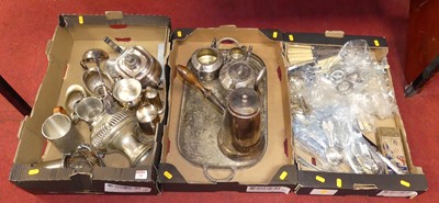 Lot 240 - Three boxes of silver plated wares to include...