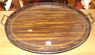 Lot 1226 - A simulated calamander oval twin handled...