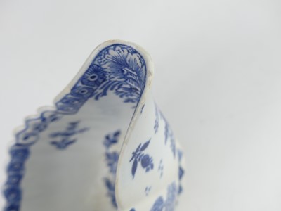 Lot 2049 - A Bow blue and white porcelain sauce boat,...