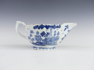 Lot 2049 - A Bow blue and white porcelain sauce boat,...