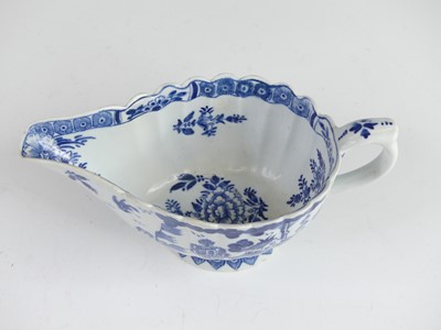 Lot 2049 - A Bow blue and white porcelain sauce boat,...