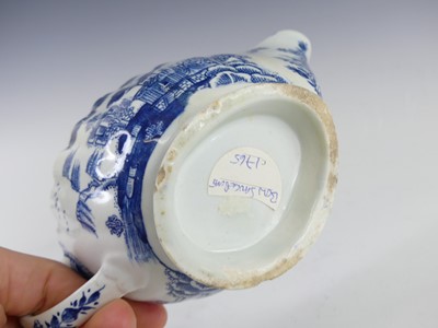 Lot 2049 - A Bow blue and white porcelain sauce boat,...