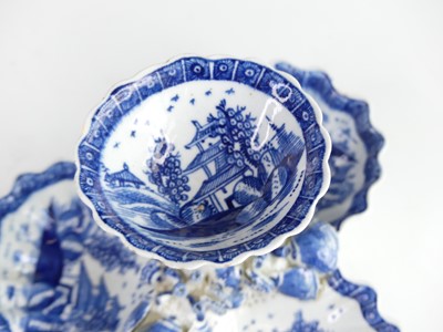 Lot 2054 - A Bow blue and white porcelain sweetmeat dish,...