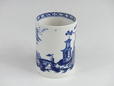 Lot 2062 - A Lowestoft blue and white porcelain tall mug,...