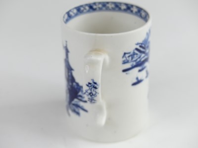 Lot 2062 - A Lowestoft blue and white porcelain tall mug,...